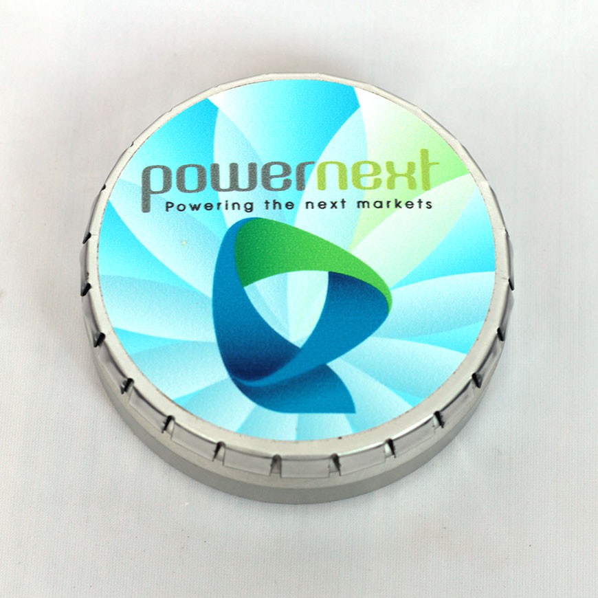 Zoom sur la boîte métallique Clic-Clac publicitaire