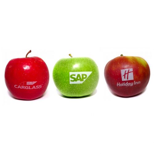Pomme publicitaire personnalisée à l'encre alimentaire