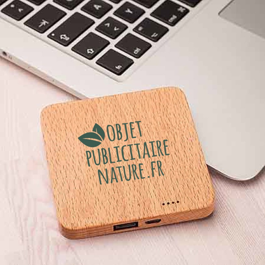 Powerbank en bois personnalisable 2600 mAh - Design plat et élégant