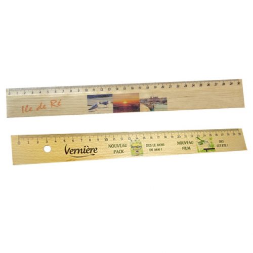 Règle bois publicitaire 30 cm personnalisée