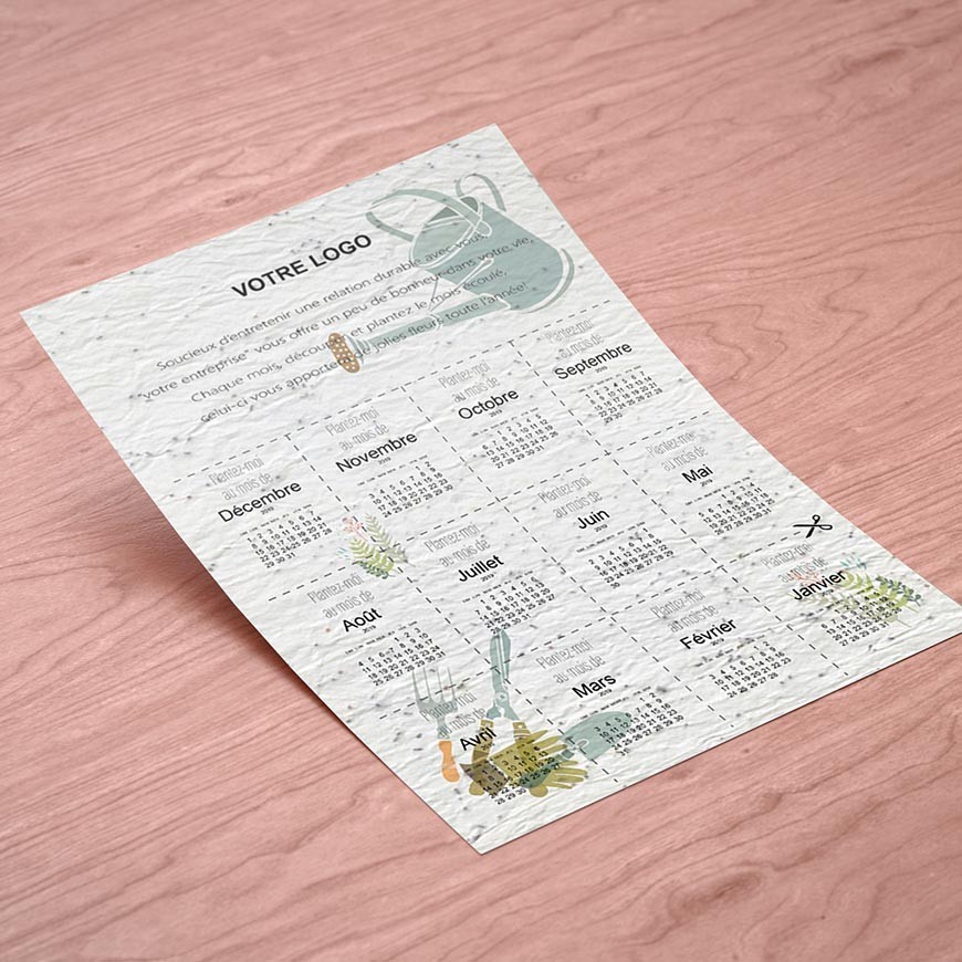 Carte ensemencée à planter format A5 - Calendrier à planter