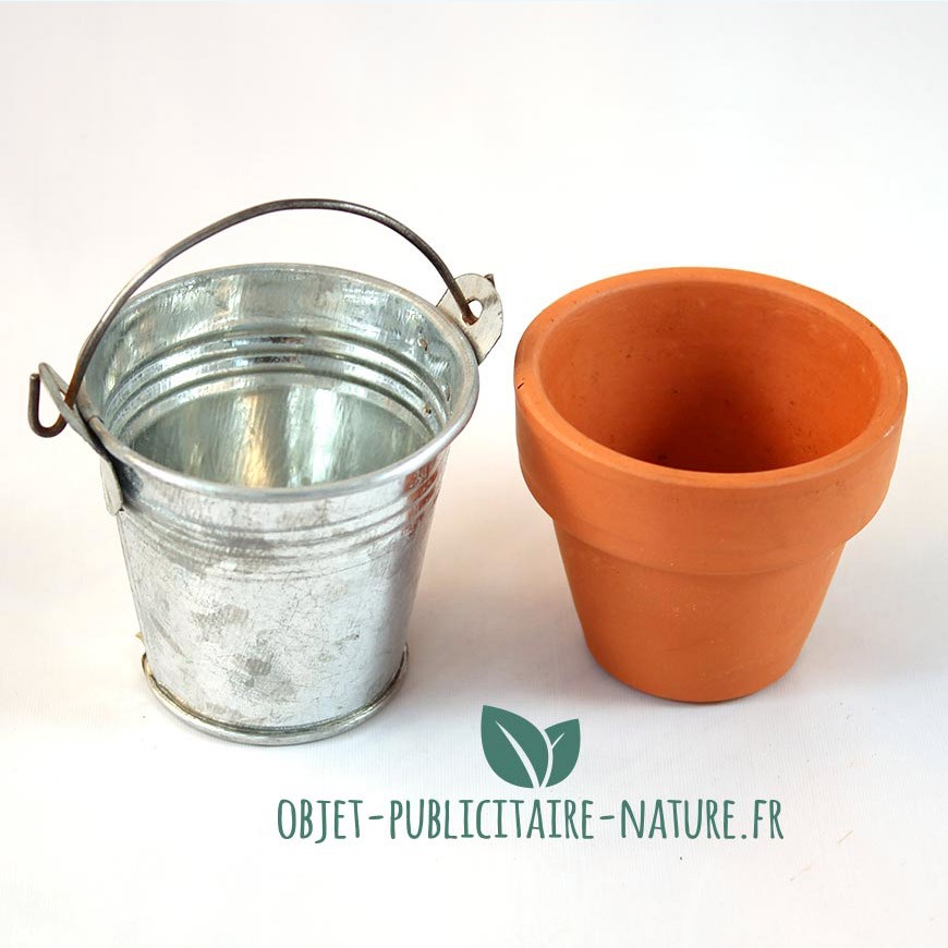 Trèfles à 4 feuilles - kit de plantation publicitaire pot zinc