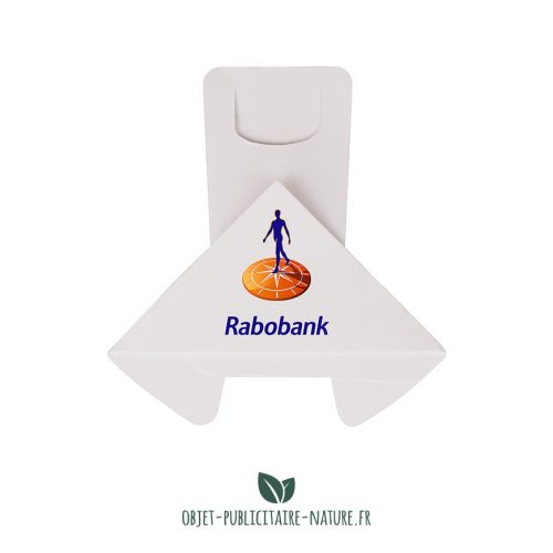 Trombone d'angle personnalisé Deltaclip en papier certifié FSC.