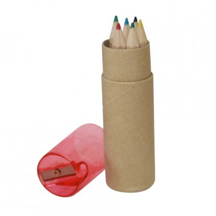 Tube publicitaire taille crayon 6 crayons de couleur