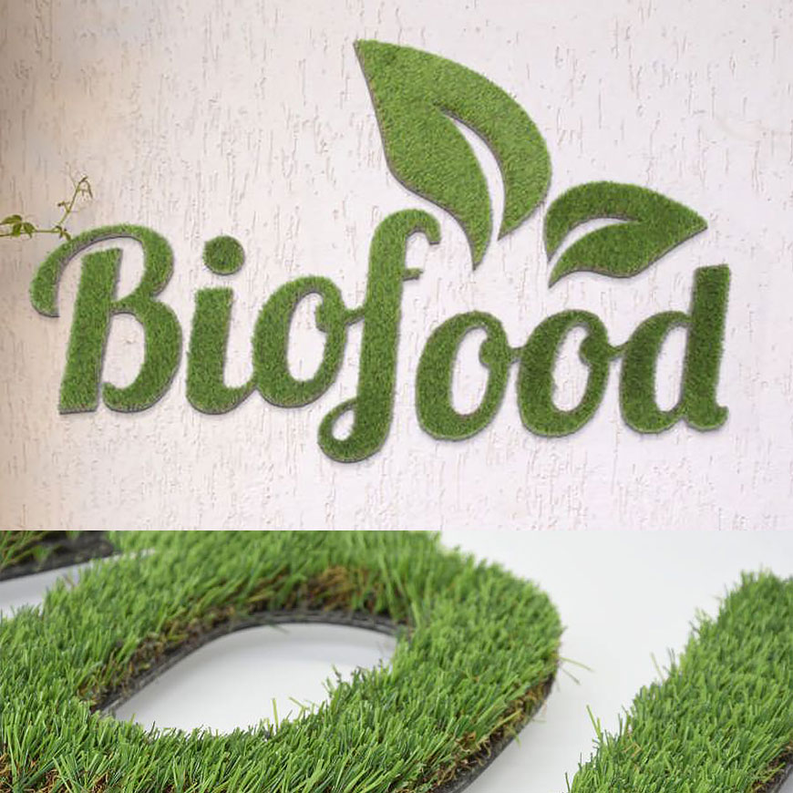 logo et lettres en végétal synthétique