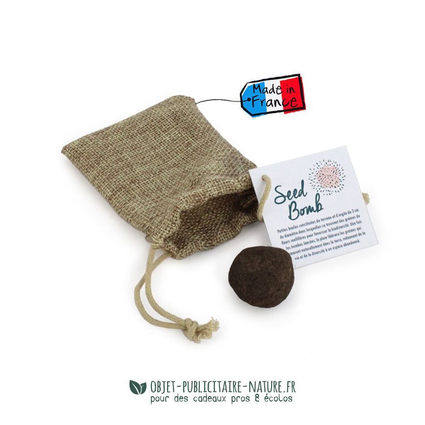 bombe à graines pochon jute personnalisable goodies rse