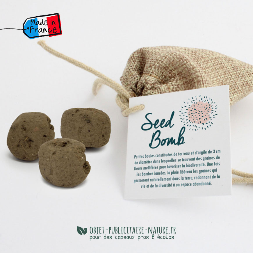 bombe à graines pochon jute personnalisable goodies rse