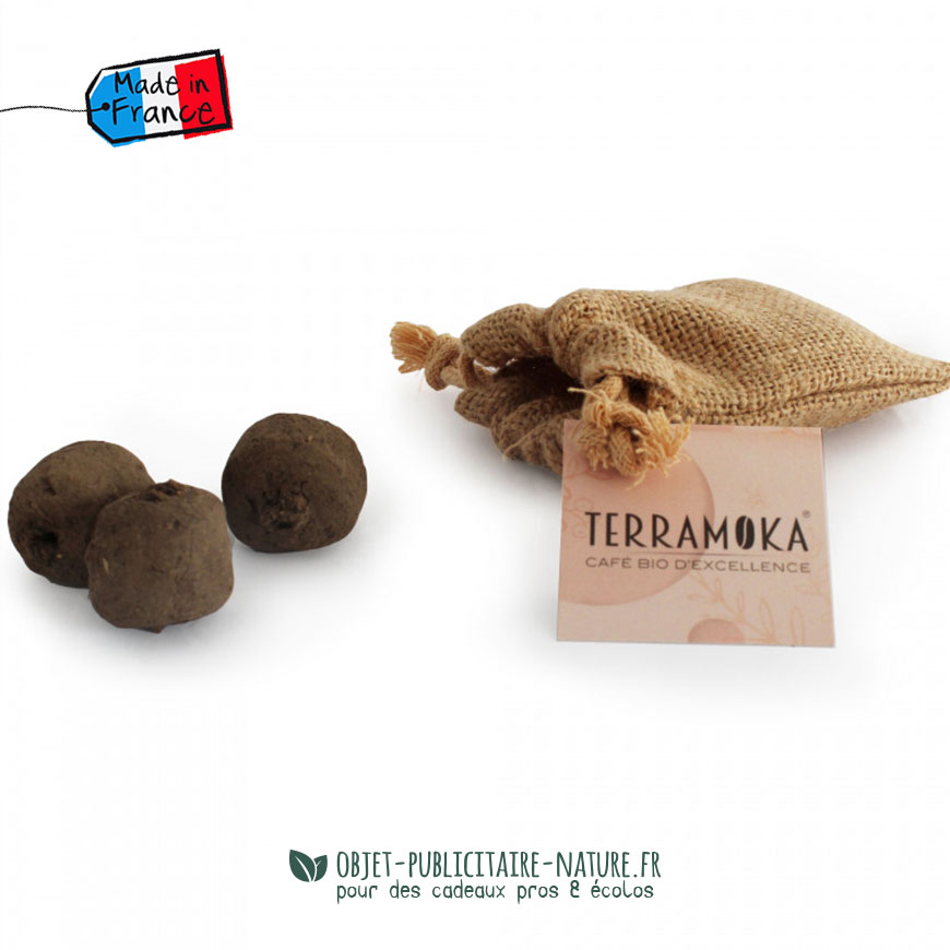 bombe à graines pochon jute personnalisable goodies rse