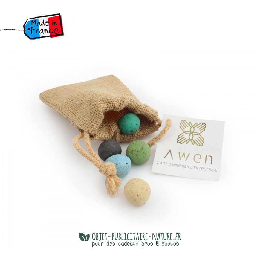 pochon 5 billes à graines (bombe à graines) - Goodies RSE personnalisable