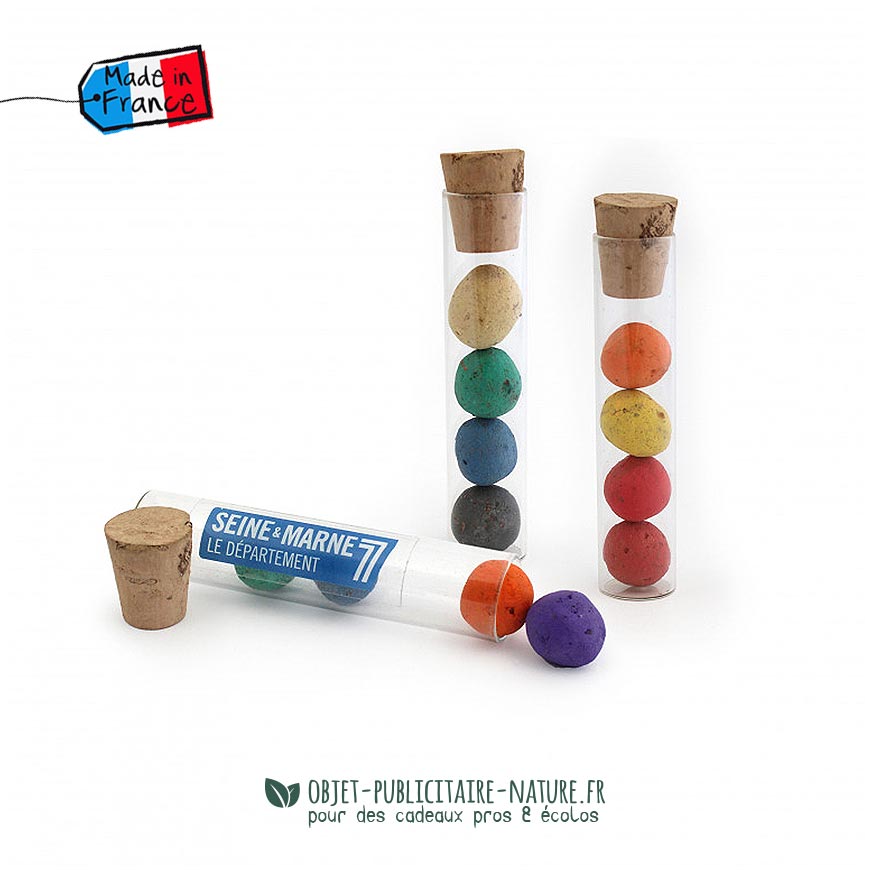 tube en verre avec billes graines personnalisable