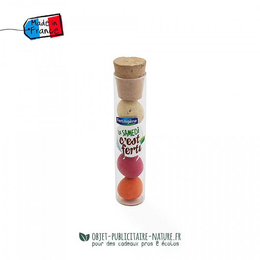 tube en verre avec billes graines personnalisable