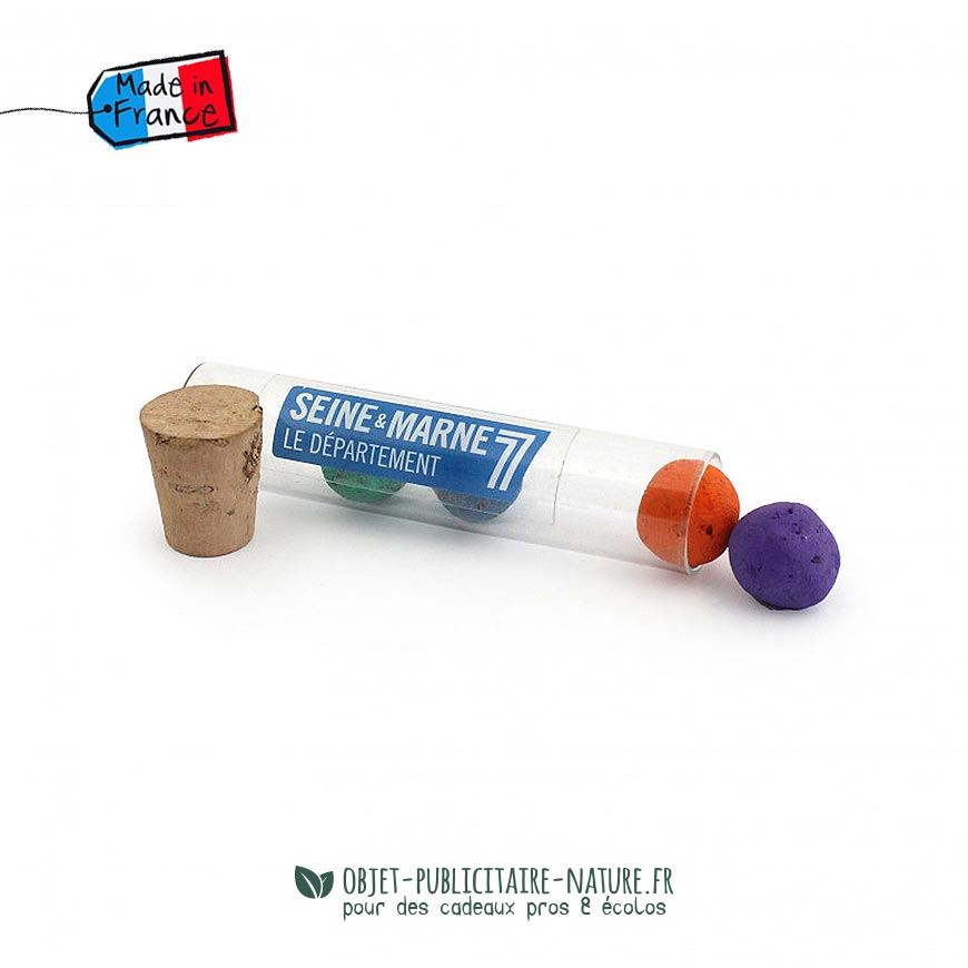 tube en verre avec billes graines personnalisable