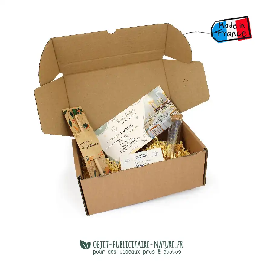 Coffret cadeau publicitaire compostable à personnaliser