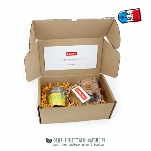 Coffret cadeau publicitaire avec gourmandises personnalisable