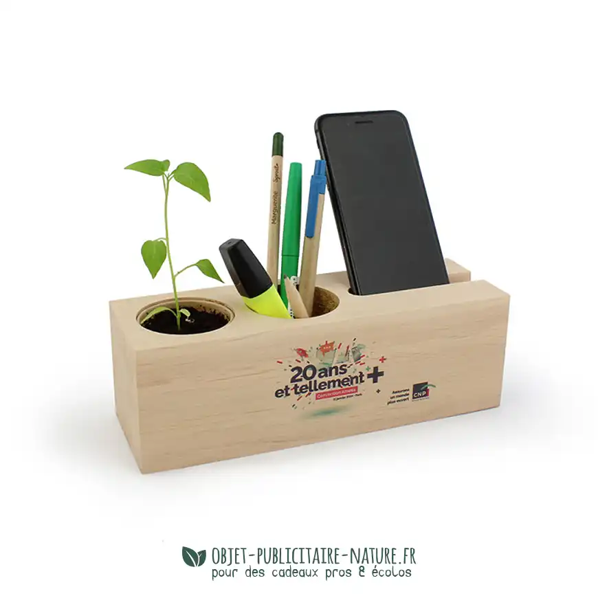 Plante dans organisateur de bureau publicitaire personnalisé