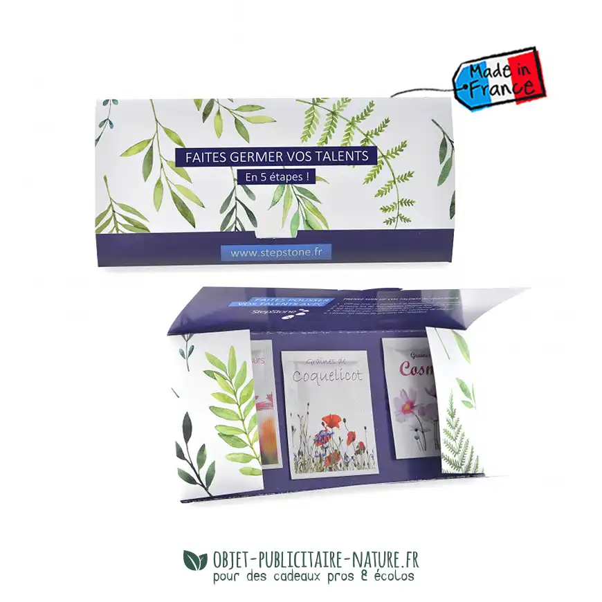 Coffret publicitaire de 3 sachets de graines à personnaliser
