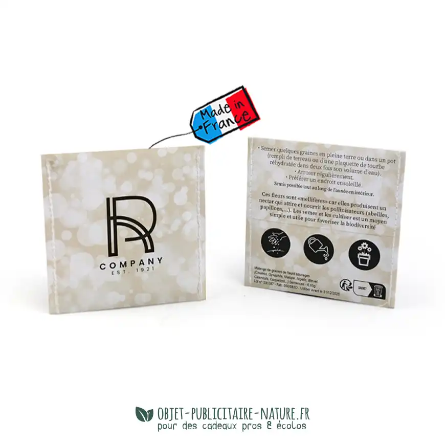 Sachet de graines personnalisable avec finition haute couture