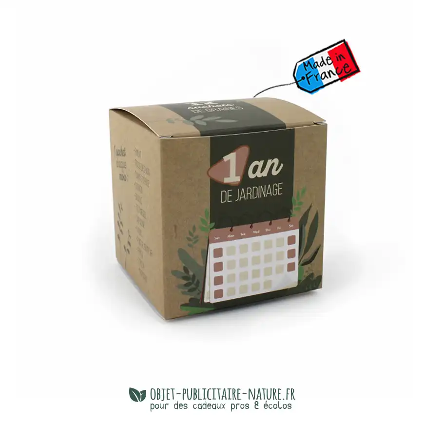 Boîte 1 an de jardinage en sachets de graines à personnaliser