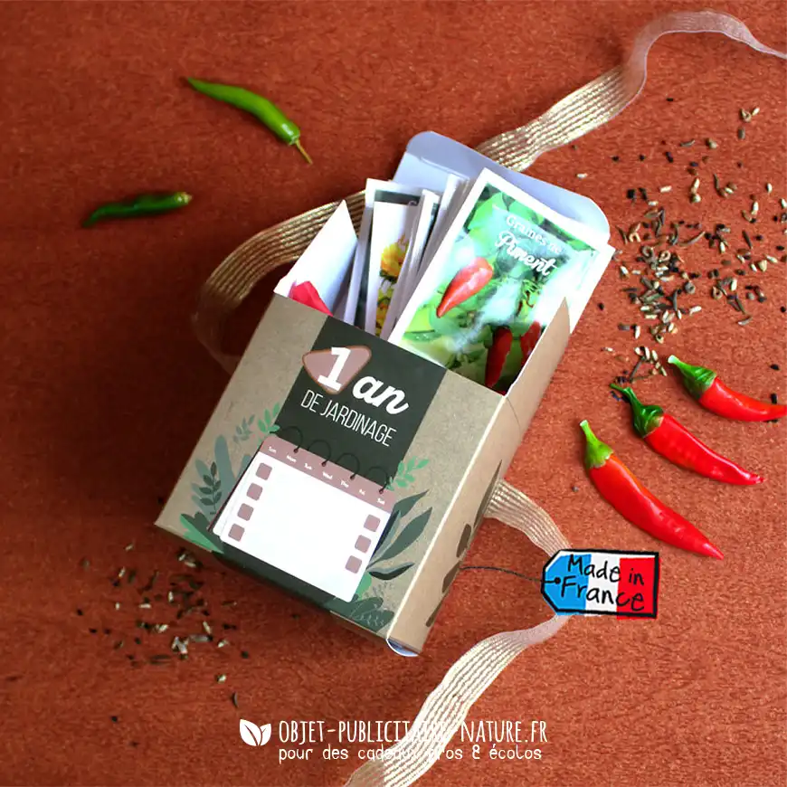 Boîte 1 an de jardinage en sachets de graines à personnaliser