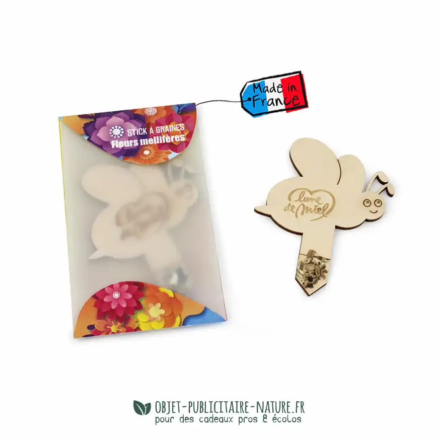 Stick en bois à graines publicitaire à personnaliser