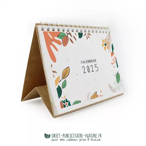 Un calendrier sur chevalet avec du papier ensemencé