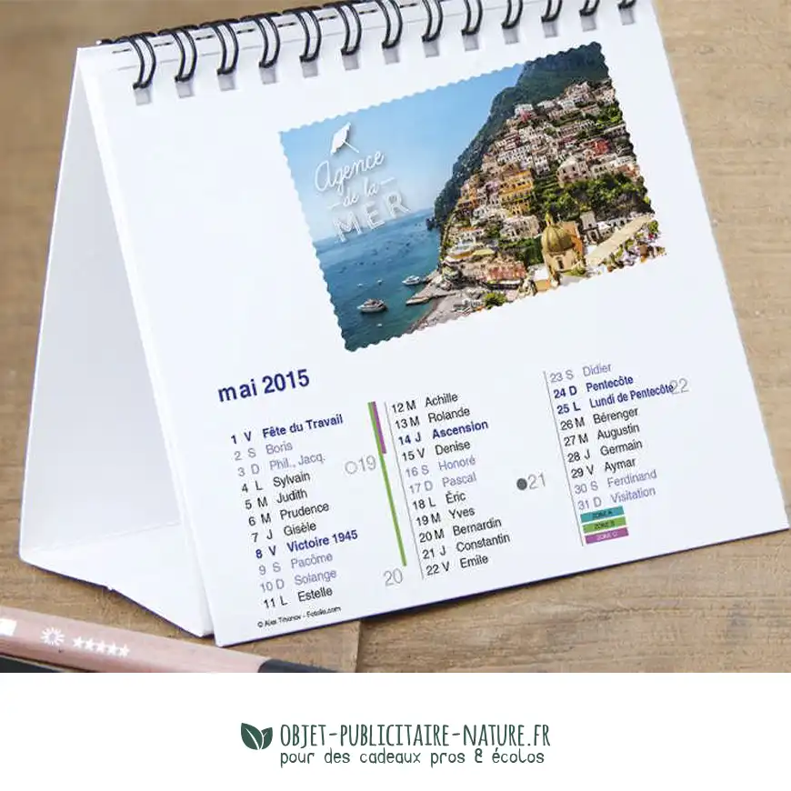 Calendrier à spirales format chevalet publicitaire