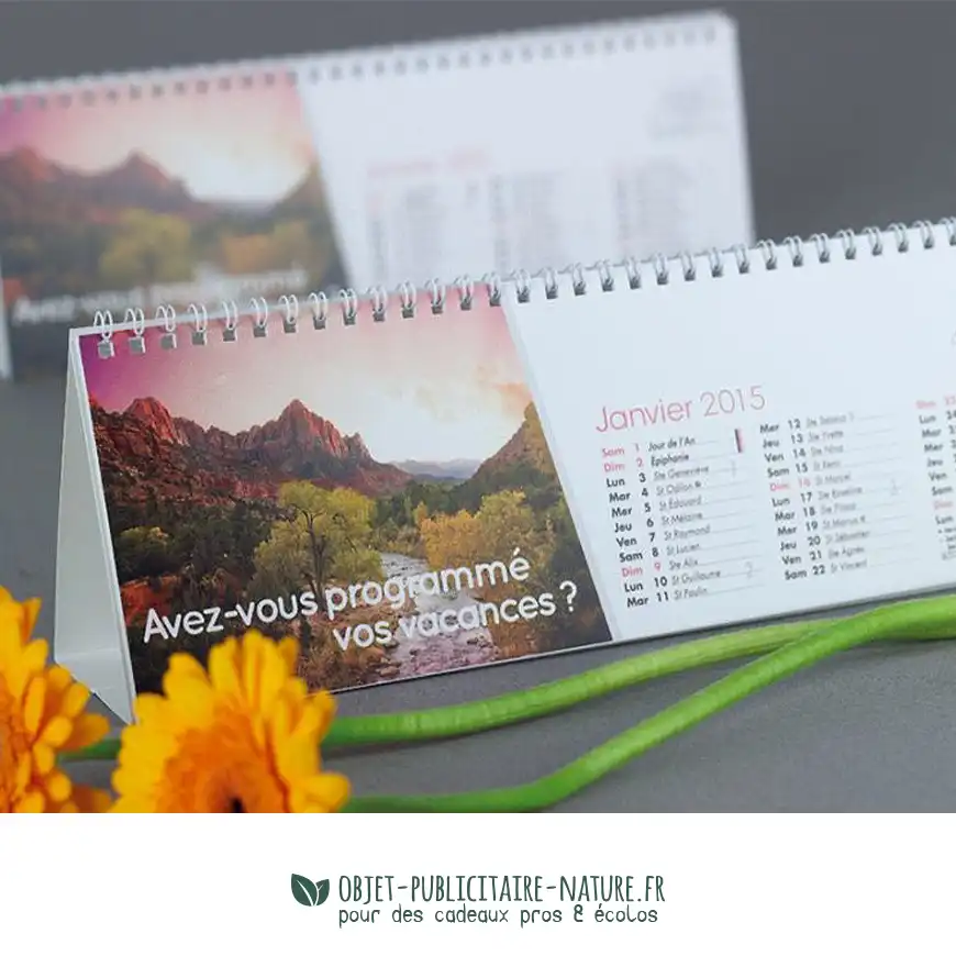 Calendrier à spirales format chevalet personnalisable