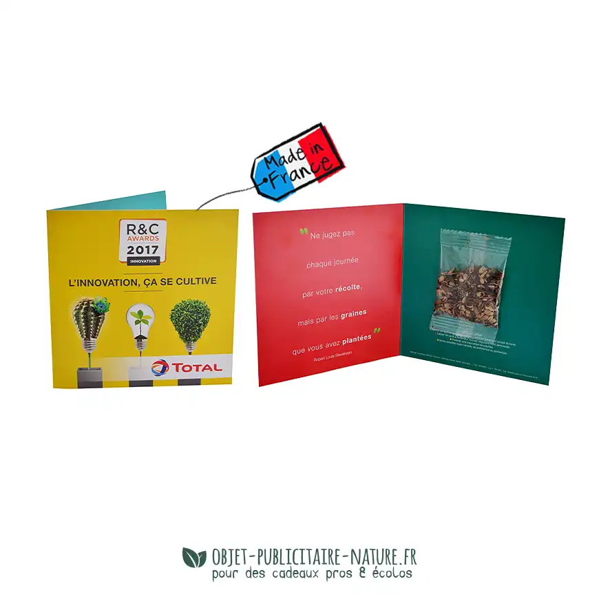 Carte format carré avec sachet ou confetti à graines à personnaliser