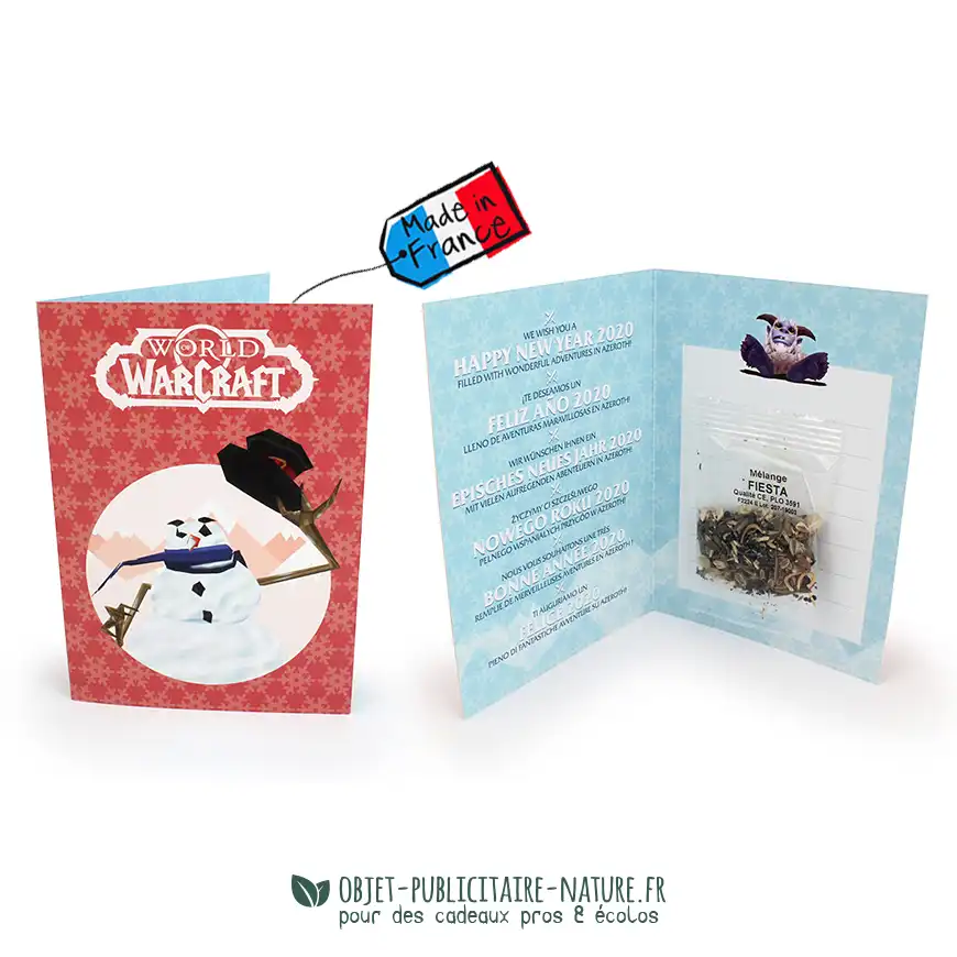 Carte format carré avec sachet ou confetti à graines publicitaires à personnaliser