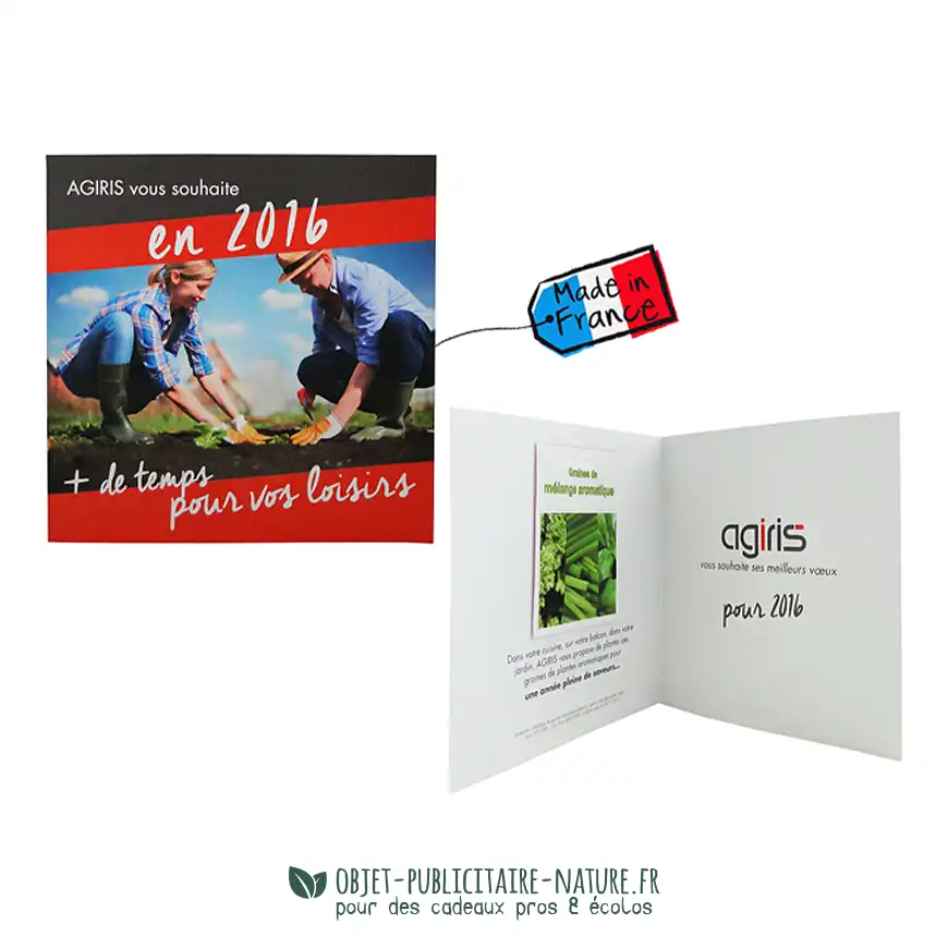 Carte format carré avec sachet ou confetti à graines personnalisables
