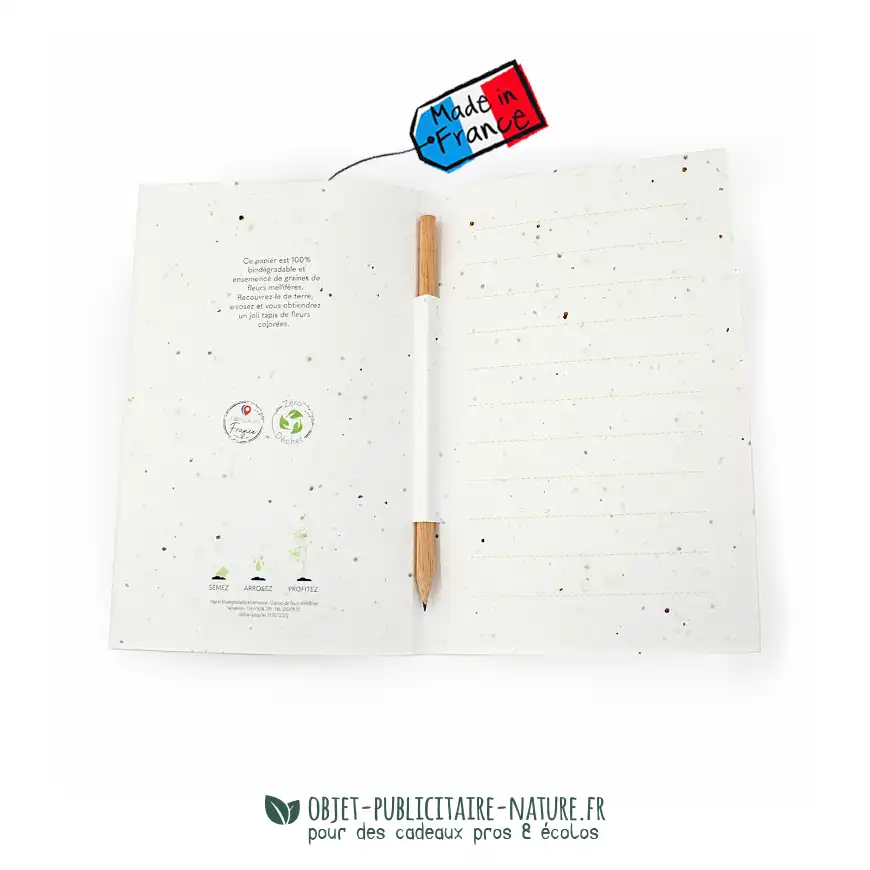 Carte de vœux à graines avec crayon de bois personnalisables