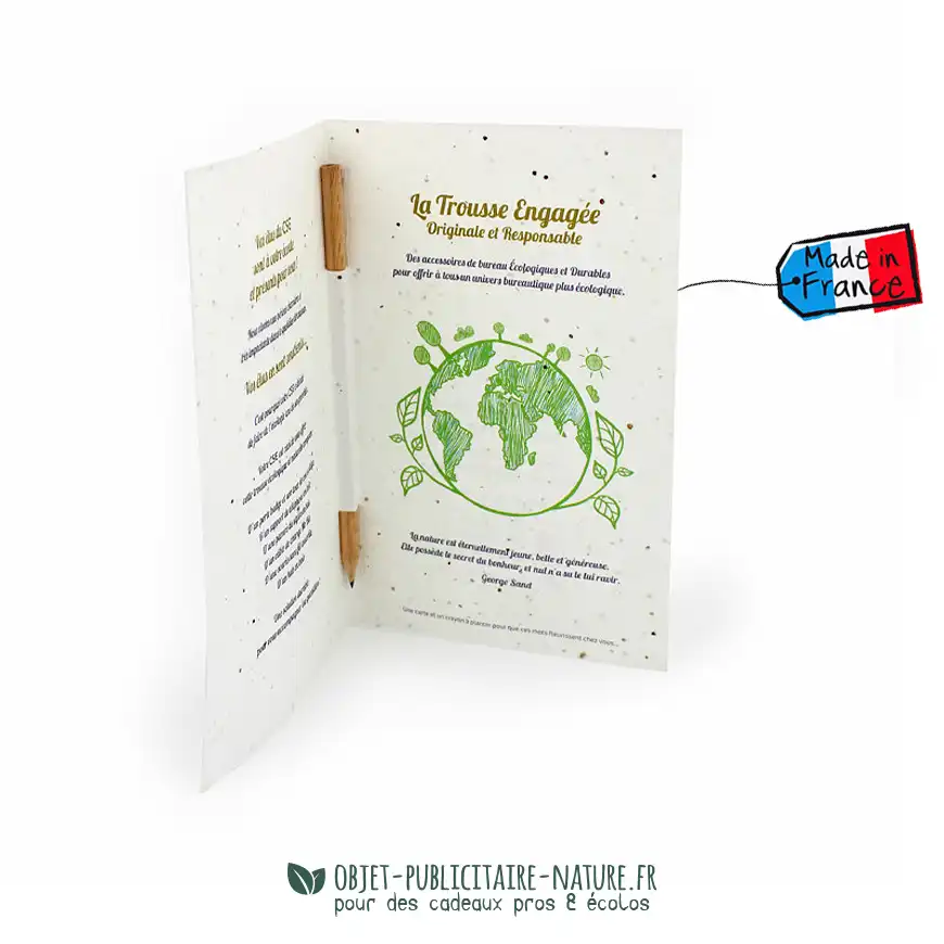 Carte de vœux à graines avec crayon de bois à personnaliser