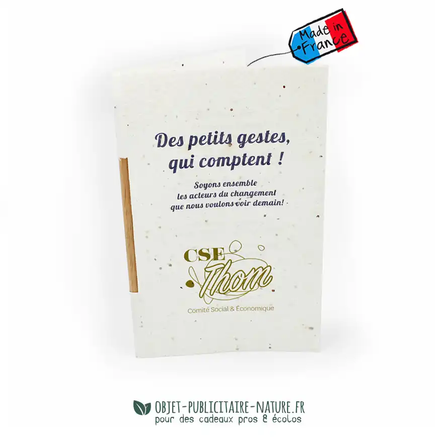 Carte de vœux à graines avec crayon de bois à publicitaire