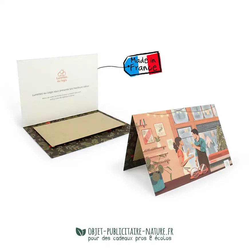 Carte en papier végétal avec sachet de graines ou confetti à graines publicitaires à personnaliser