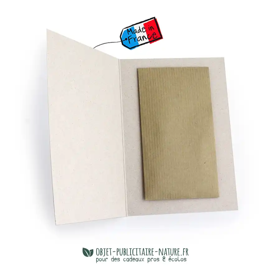 Carte en papier végétal avec sachet de graines ou confetti à graines personnalisés