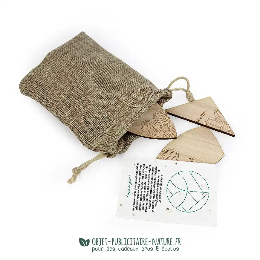 Casse-tête en bois publicitaire avec pochon et notice