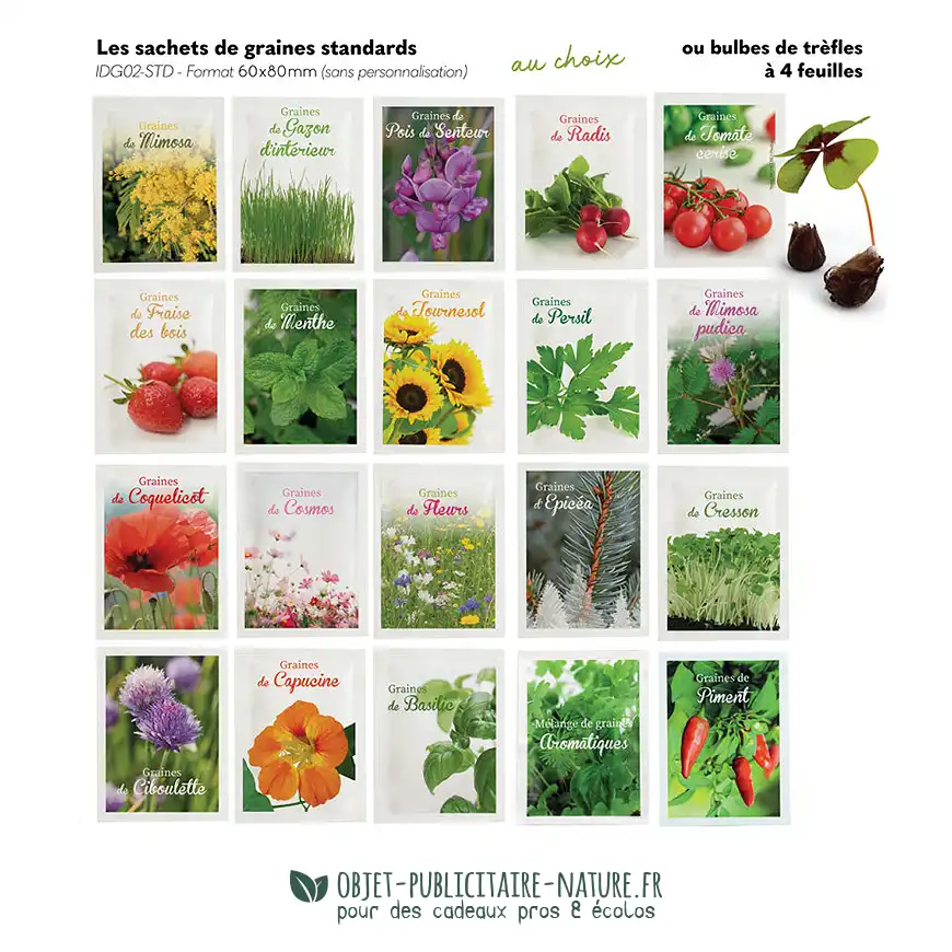 Différents sachets de graines standards