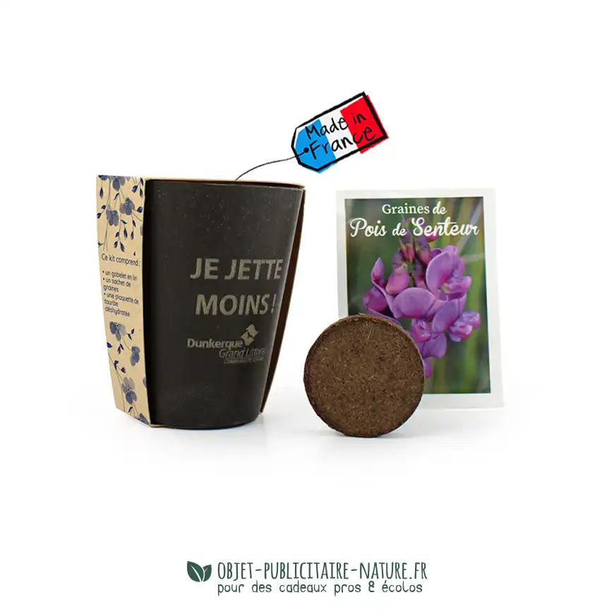 Kit de plantation pot en lin avec fourreau en papier kraft personnalisables