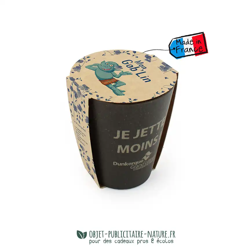 Kit de plantation pot en lin avec fourreau en papier kraft publicitaires