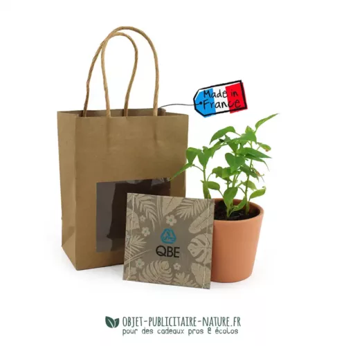 Kit de plantation pot en terre cuite avec sac kraft personnalisables
