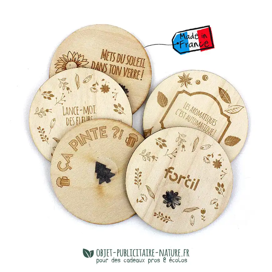 Sous-verre en bois a planter publicitaires