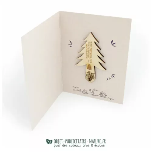 Stick en bois à graines personnalisé - forme sapin