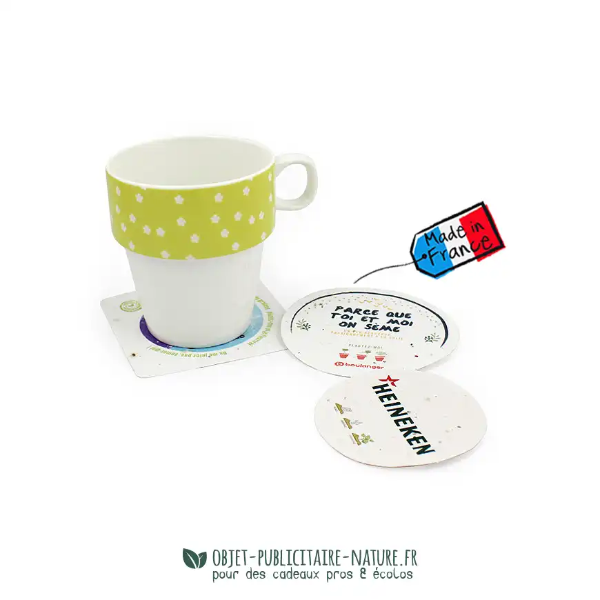 Sous bock publicitaire en papier ensemencé personnalisable