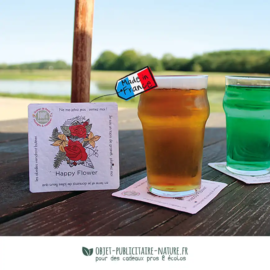 Sous bock publicitaire en papier ensemencé personnalisable