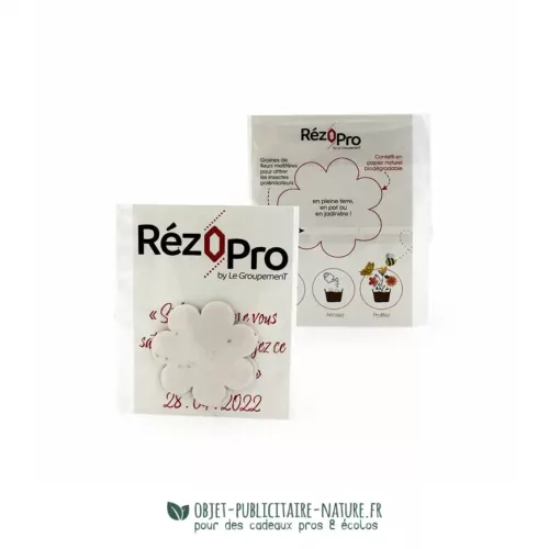 Pochette de 10 confettis fleurs en papier ensemencé personnalisable