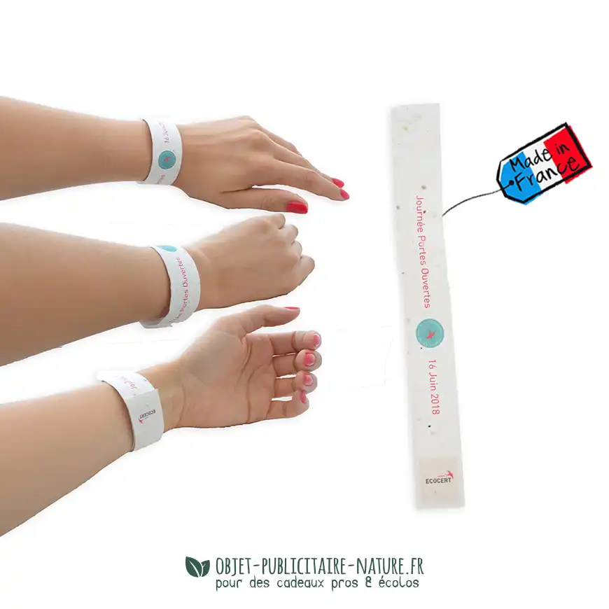 Bracelet publicitaire en papier graines personnalisable