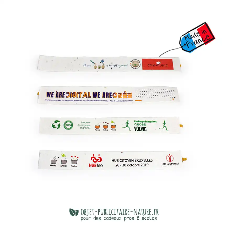 Bracelet publicitaire en papier graines personnalisé
