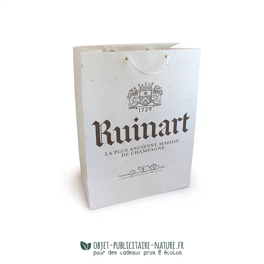 Sac papier graines publicitaire avec cordelette format 450x390x16mm à personnaliser