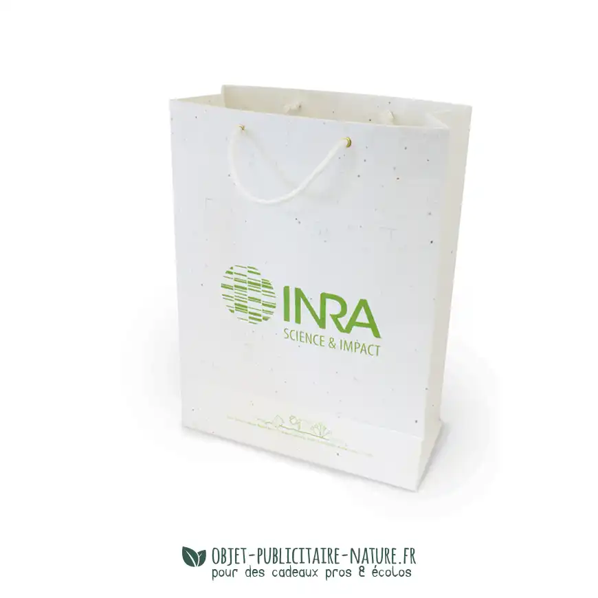 Sac papier graines publicitaire avec cordelette format 350x260x12mm personnalisable