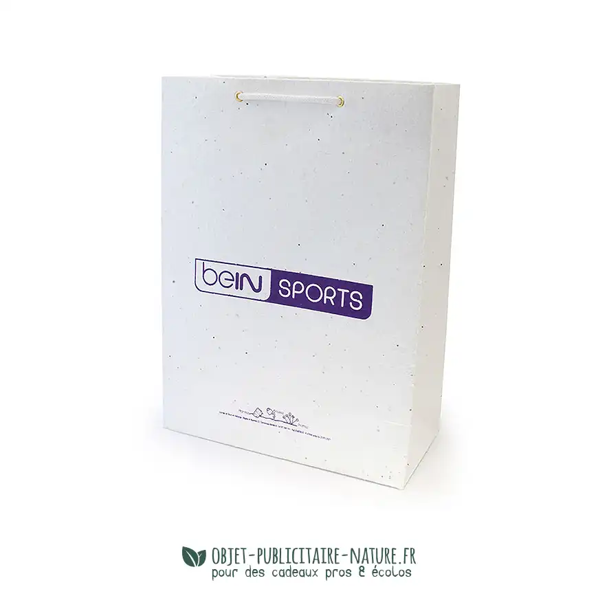 Sac papier graines publicitaire avec cordelette format 350x260x12mm à personnaliser